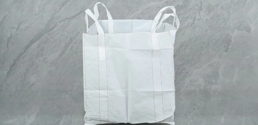 White 4-loop open top FIBC bulk bag with flat bottom